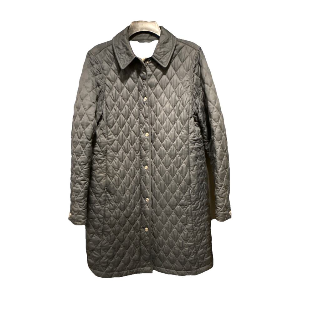 LLBean Quilted Barn Jacket Coat Navy Women’s Size Medium Vintage 90s
